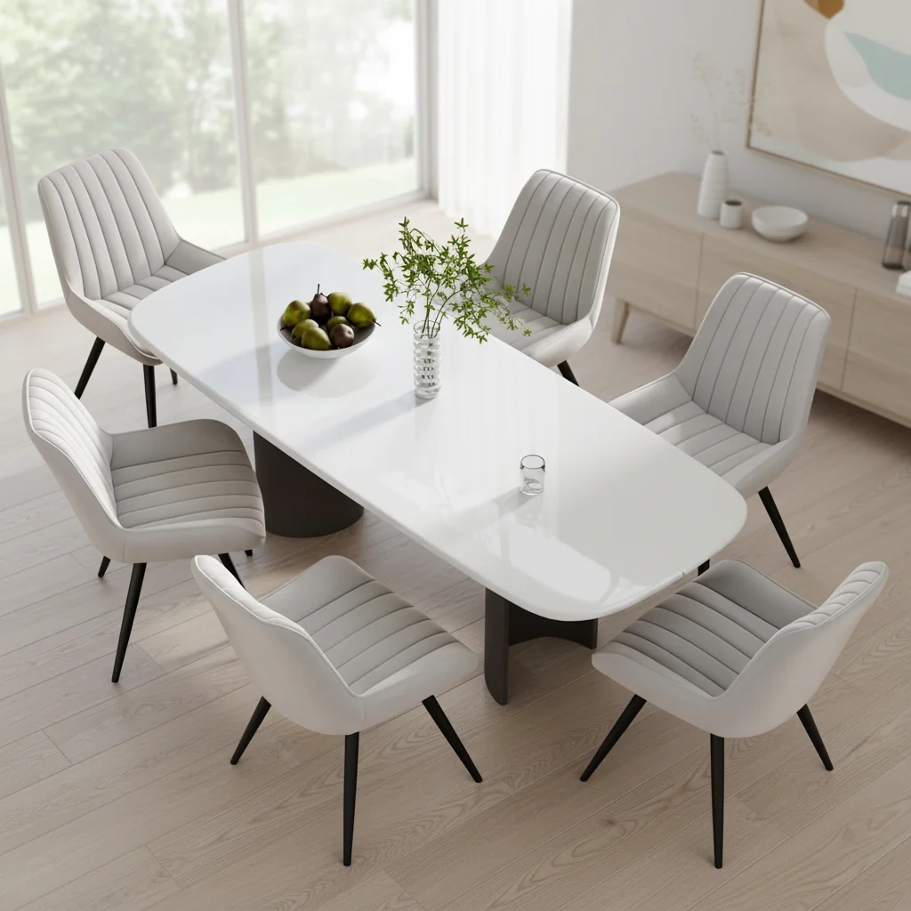 

# Modern Dining Chairs Set 6 Armless Upholstered Fabric Back Metal Legs-Kitchen Dining Room Living Room