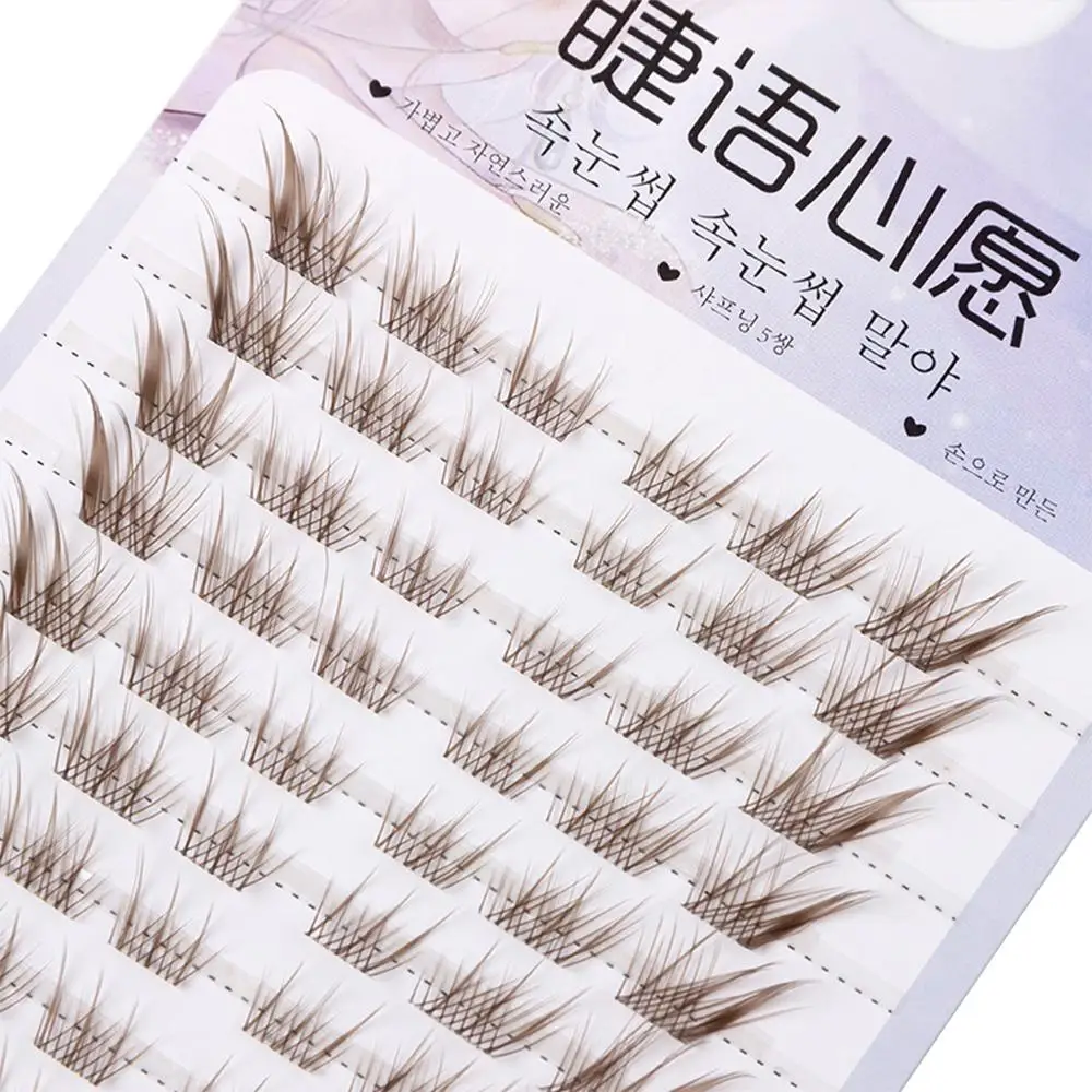60 Pestañas Postizas Naturales Efecto Ojo de Gato, Clusters Manga Wispy C Curl, Extensiones de Pestañas Efecto Ojo de Zorro, Extensiones de Pestañas DIY para Extensiones de Pestañas