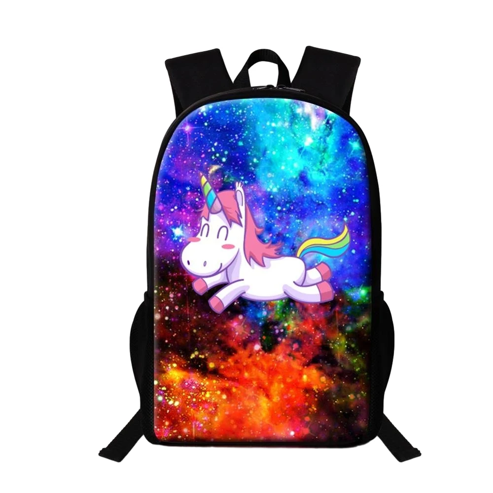 Tas sekolah anak kartun Unicorn, tas ransel kasual Untuk remaja laki-laki perempuan, tas sekolah semesta Galaxy, tas buku anak-anak