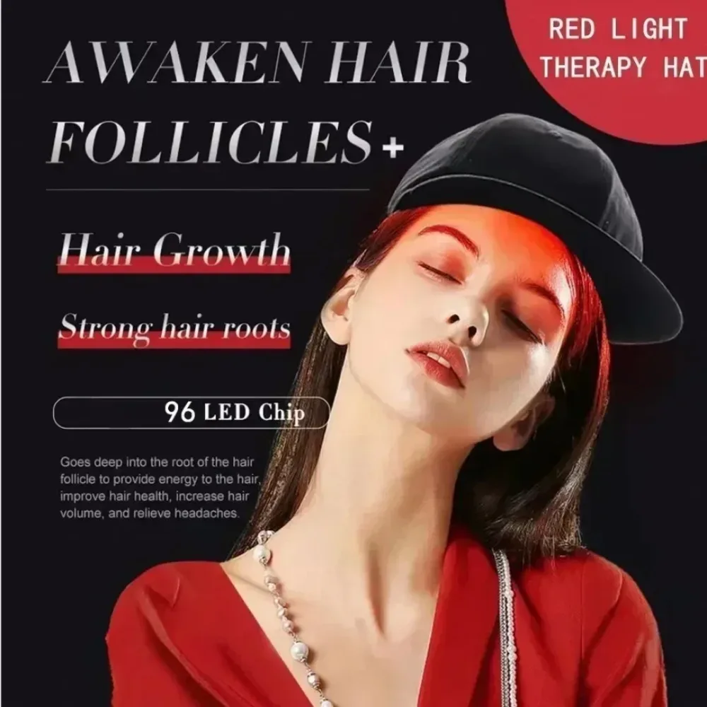 96LEDs Red Infrared Hair Cutting Cap, Promotes Hair Regrowth, Prevents Hair Loss, Comfortable Scalp Care Cap, USB Plug-In Laser