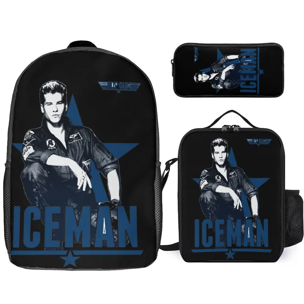 Poster de Retrato Clássico Pop Iceman, Top Gun, 3 em 1 Conjunto, Mochila, Lunch Bag, Pen Bag, Viagem, Firme, Rolo Cobertor, Conforto, Caneta, 17"