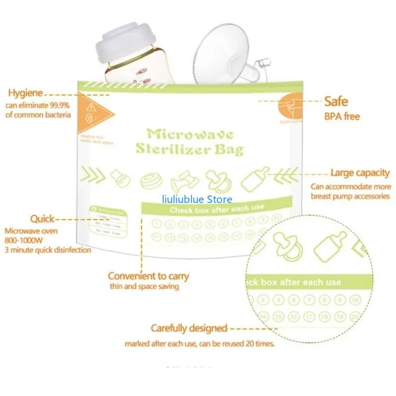 أكياس معقم الميكروويف العالمية قابلة لإعادة الاستخدام حتى 20 مرة للعبة التسنين 62CF #3