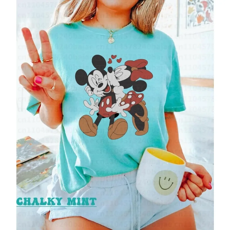 2026 Classic Minnie Mickey Mouse Kiss Shirt, Mickey Minnie Couple Shirt, Retro Valentine Tee Magic Kingdom Breathable Tee view 3