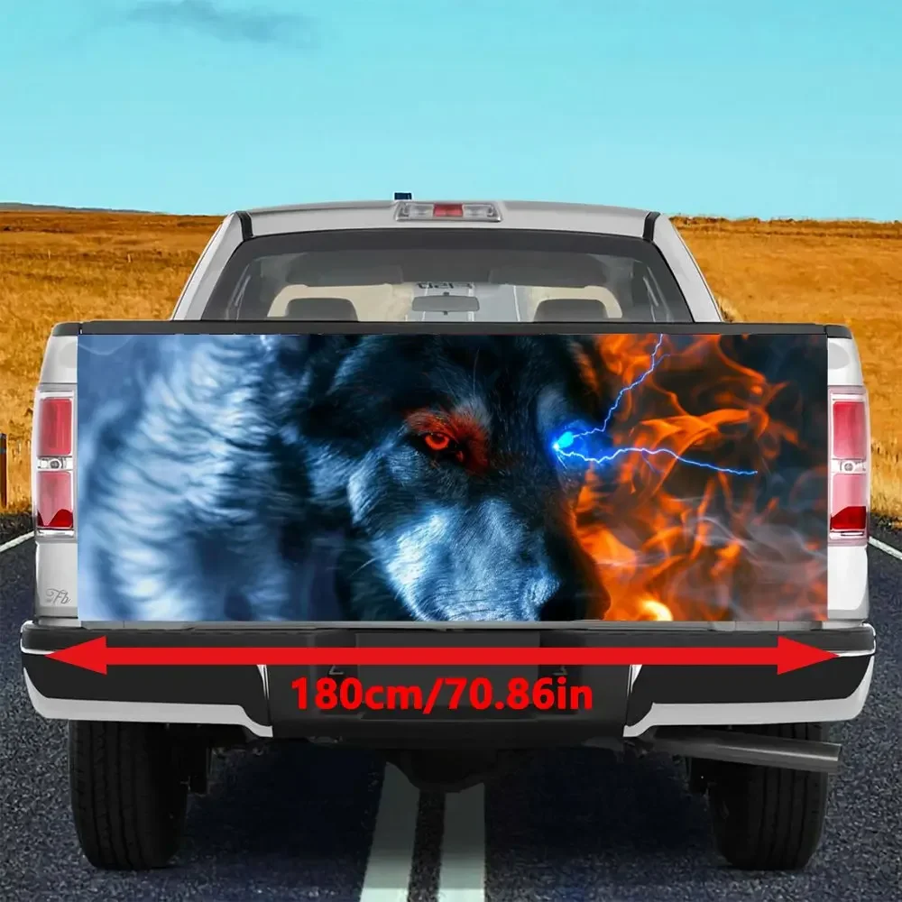 Flame Dog with Lightning Eye Car Tail Trunk Protect Vinly Decal Auto Accessories DIY Hood Decoration Sticker for Off-road Pickup