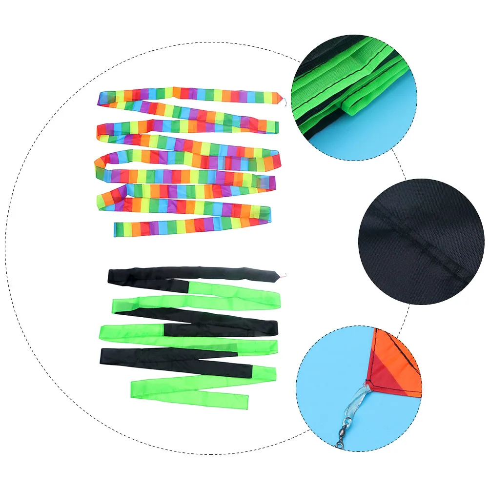2 uds arco iris cola cometa Streamer colas coloridas prisma tela de fibra química niño para volar