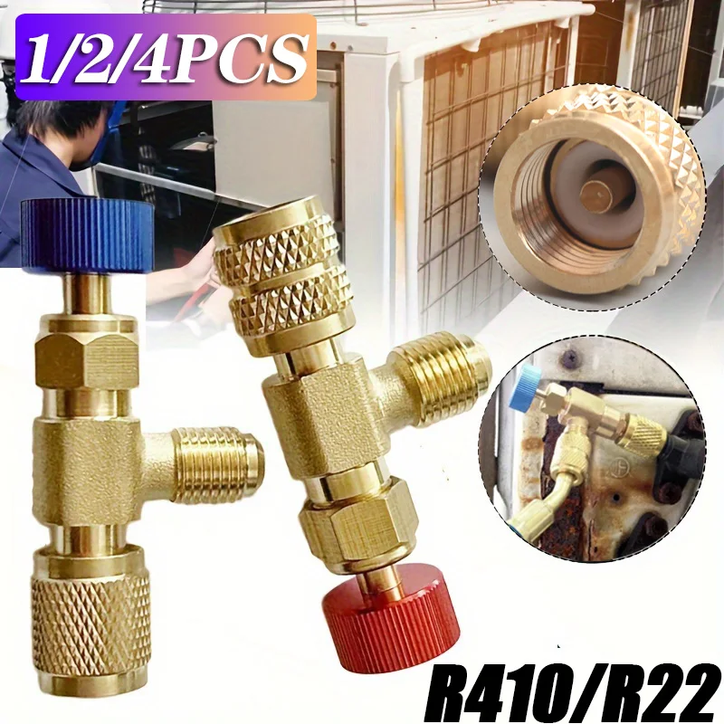 

Refrigeration Charging Air Conditioning Adapter For R410A R22 1/4" Liquid Safety Liquid Valve Hose Copper Adapter Hand Tool Part