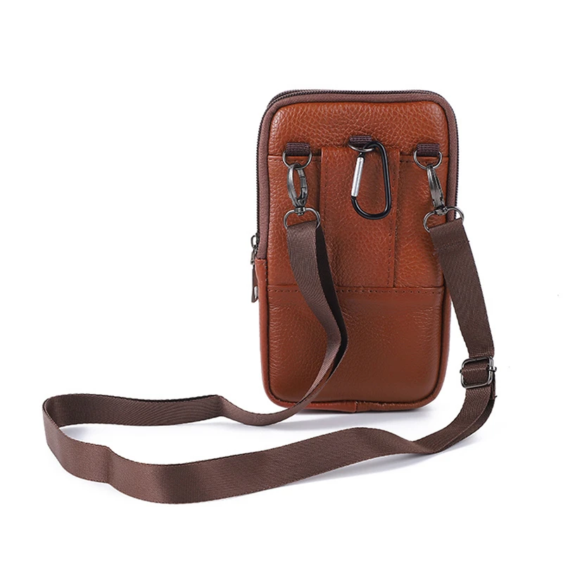 Riñonera de cuero para hombre, bolso de hombro cruzado pequeño de viaje Vintage, bolsillo multifuncional, cinturón para teléfono móvil