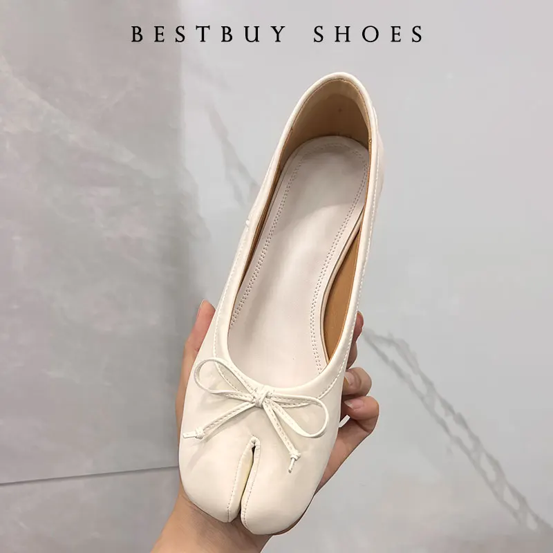 

3cm Heel Brand Women Soft Ballet Shoes Slip On Loafers Soft Moccasins Tabi Ninja Casual Shoes Ladies Shoes Bow Knot Mujer