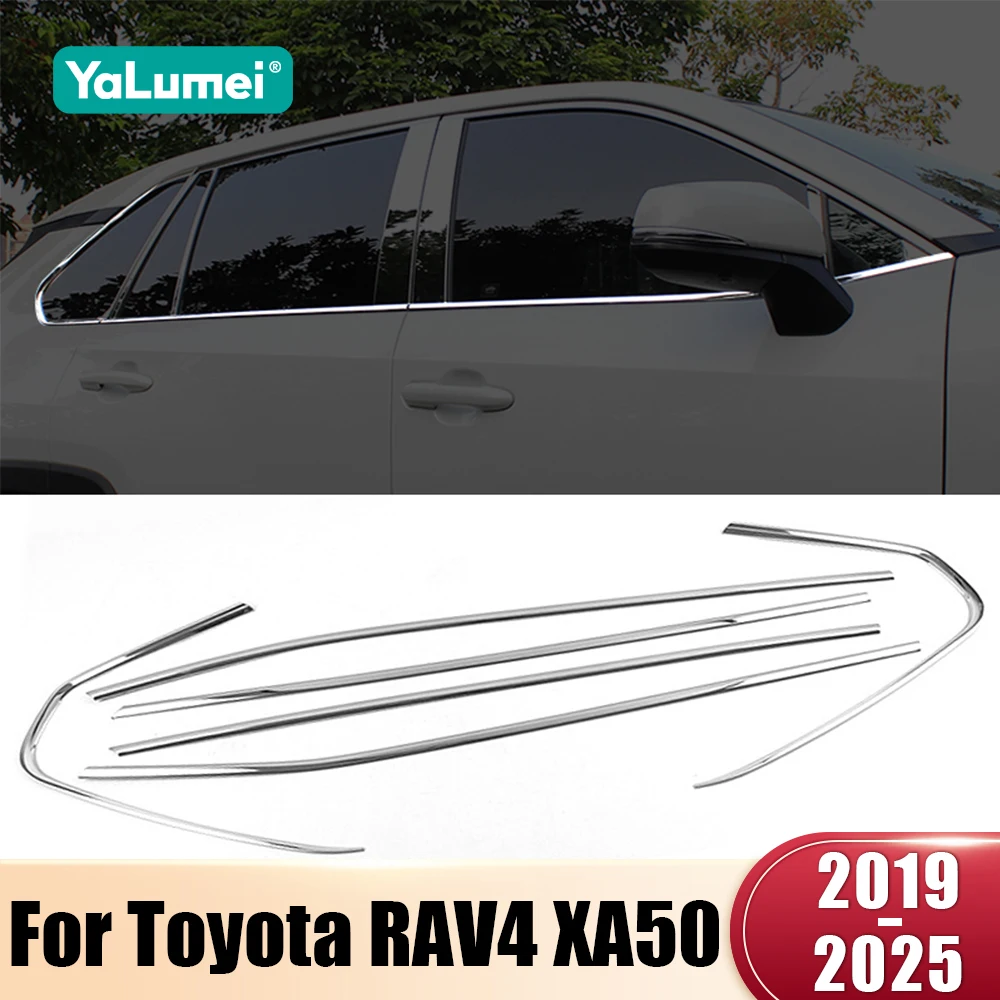 

For Toyota RAV4 XA50 2019 2020 2021 2022 2023 2024 2025 RAV 4 Hybrid Stainless Steel Car Window Frame Trim Strips Accessories