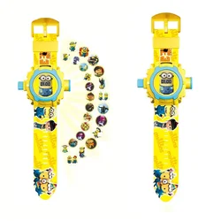 Minions Projection Wrist Watch Anime Figure Children Electronic Watch Cute Cartoon Toy Watches Kids Birthday Gift Boys and Girls