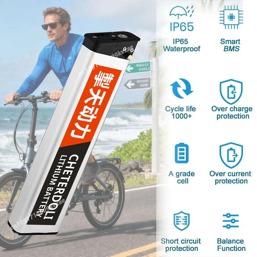 

36V 8Ah Lithium Ion Ebike Battery Replacement for ANCHEER AM1908 ADO A16 Folding City Commuter Electric Bike Built-in 30A BMS