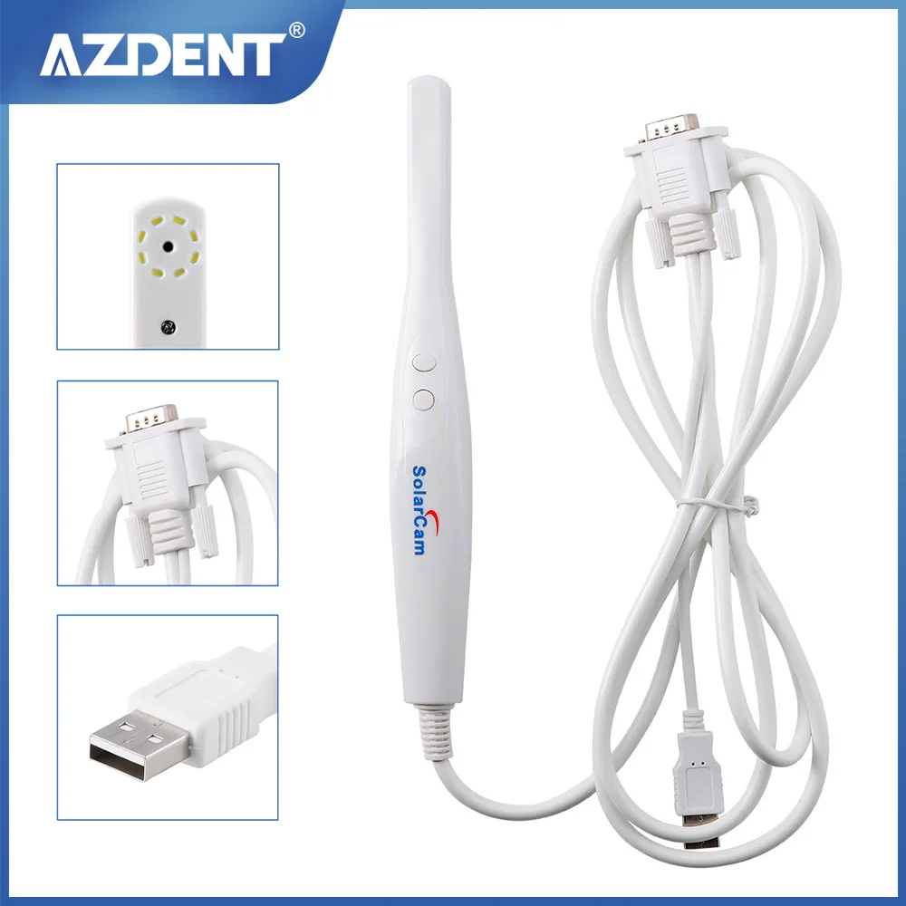 AZDENT Dental Digital Oral Endoscope Intraoral Camera With 8 White Cold LED Light VGA Type High Resolution for Oral Inspection