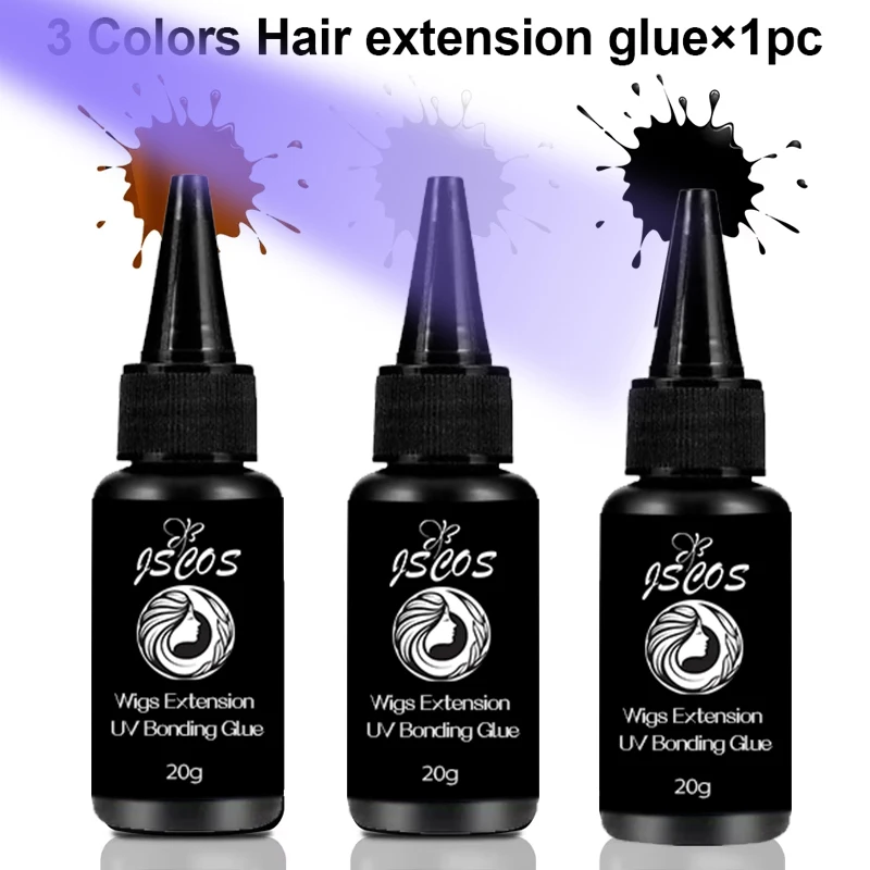 Fast Drying UV Light Hair Extension Glue TPO Free Strong Adhesive Glue Clear/Brown/Black for UV Light Hair Extension tool