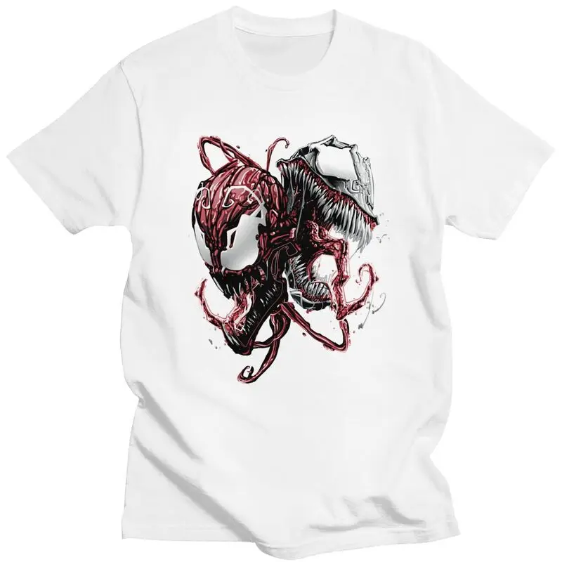 Male Carnage And Venom T Shirts Short Sleeved Cotton Tshirt Unique T-shirt Graphic Tee Streetwear Oversized Cute Casual Clothing