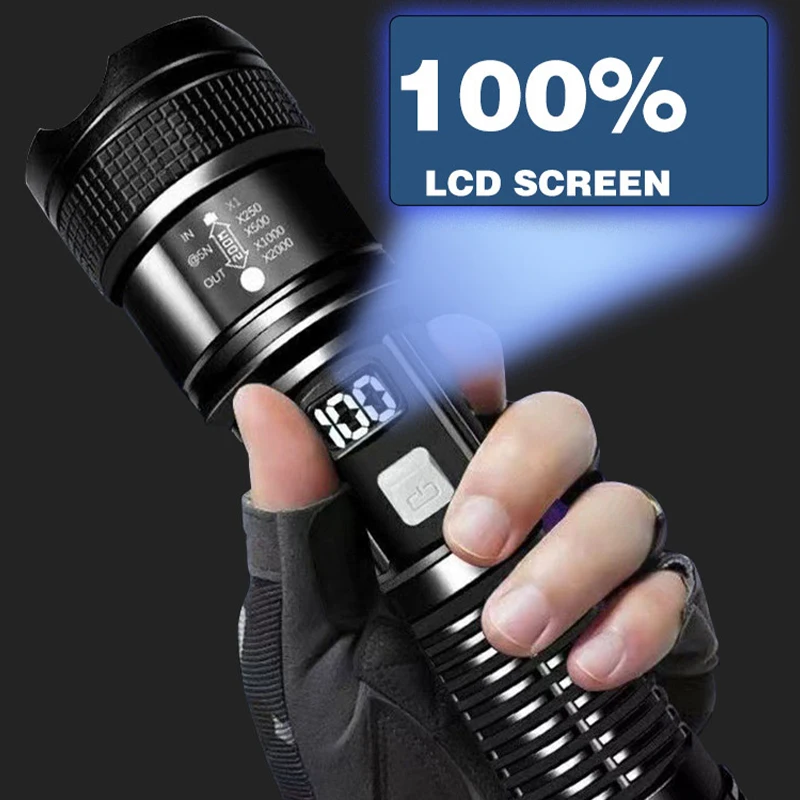 Portable Rechargeable LED Flashlight High Power Military Tactical Flashlight Telescopic Zoom Torch Lamp Outdoor Camping Lantern