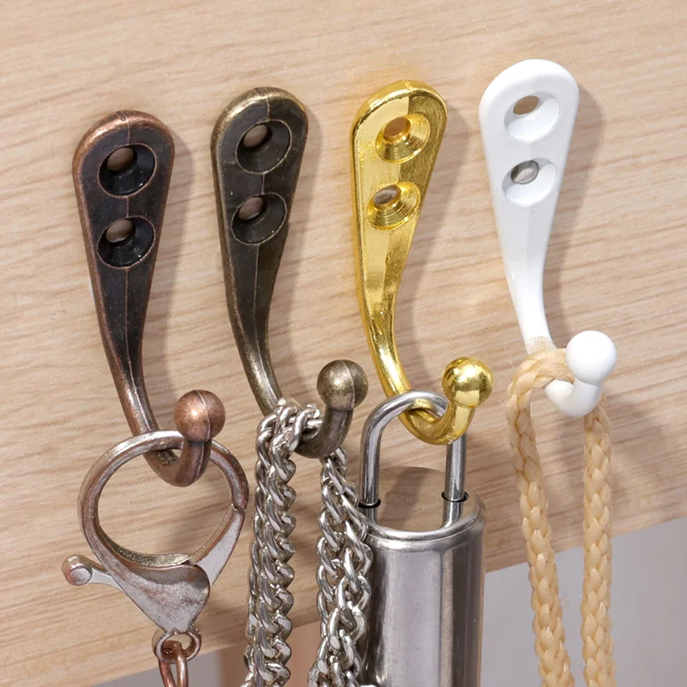 30/1Pcs Wall Hooks Door Wall Mounted Coat Hanging Hooks Heavy Duty Metal Screw Hook For Clothes Keys Kitchen Bathroom Organizer