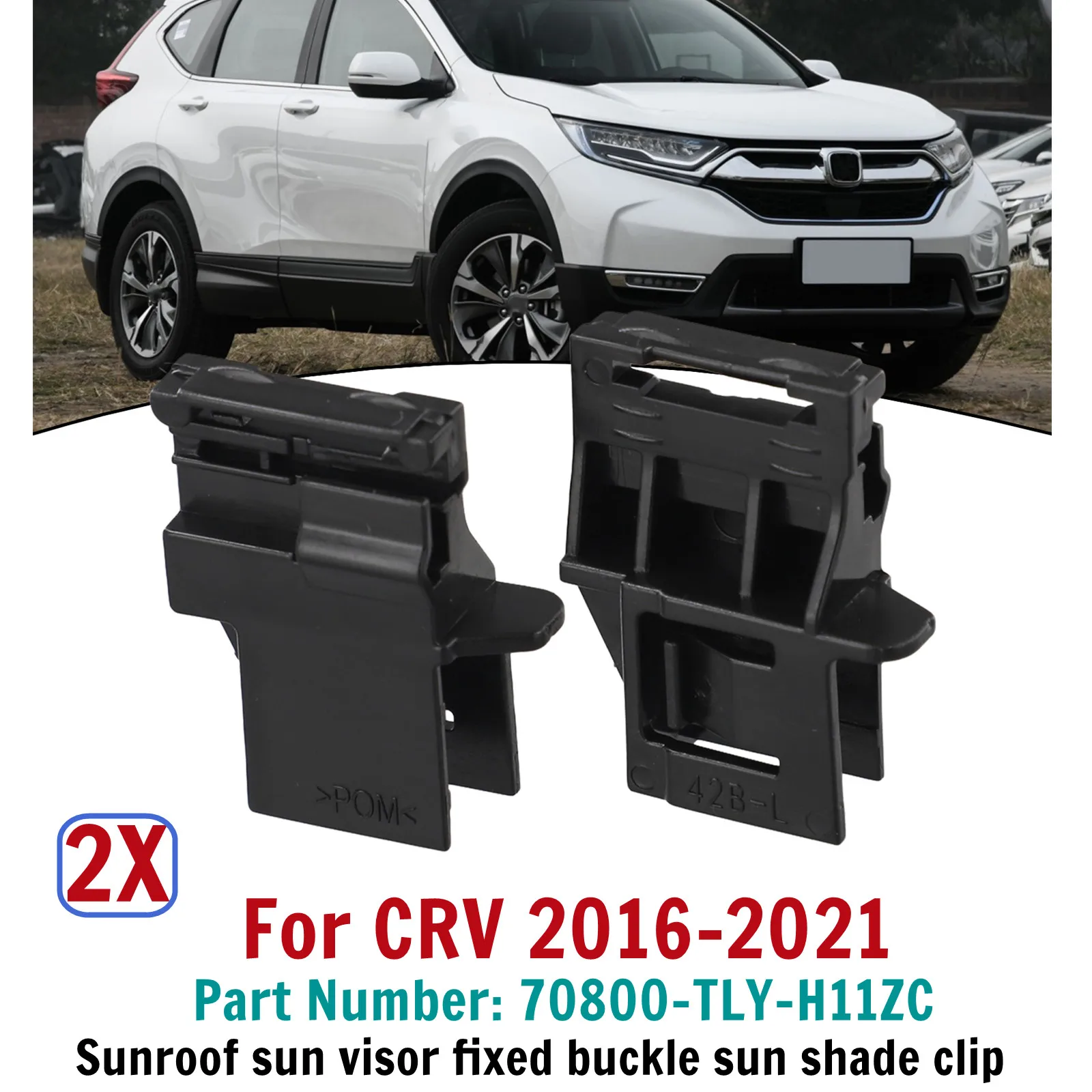 

Зажимы для солнцезащитного козырька 70800-TLY-H11ZC для Honda For CRV 2016-2021, пластиковые черные автомобильные аксессуары, 2 шт.