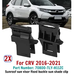 2Pcs Sunroof Sun Visor Fixed Buckle Sun Shade Clips 70800-TLY-H11ZC For Honda For CRV 2016-2021 Plastic Black Car Accessories