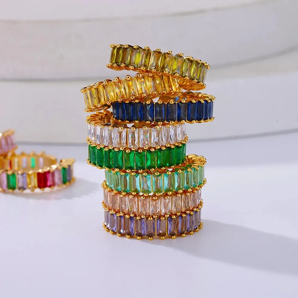 Крошечные цветные кольца с цирконом, геометрический дизайн, женское кольцо на палец из нержавеющей стали, нержавеющее регулируемое французское винтажное кольцо, подарки