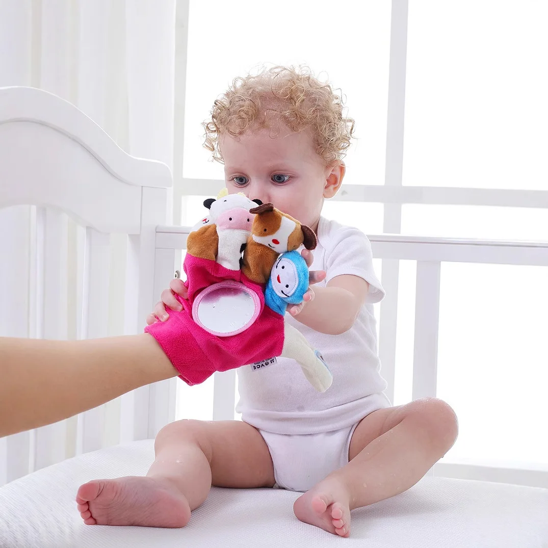 1 قطعة ألعاب الأطفال الناعمة قصة الحيوان دمية إصبع اليد الأسرة التظاهر Paly القماش دمى لينة الوالدين والطفل لعبة الدعائم لحديثي الولادة #6