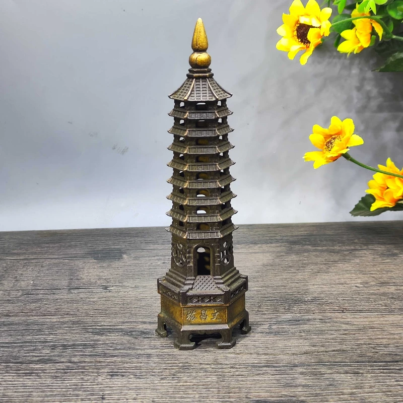 

Little Fairy / Retro Brass Creative Wenchang Tower Desktop Ornaments Metal Mini Sculpture Living Room Home Decoration Gift