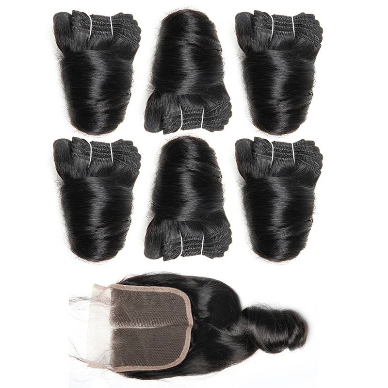 Brazilian Weaving Loose Wave Bundles With Closure Short Human Hair Bundles With Closure 4x4 Lace Closure Natural Hair Extensions