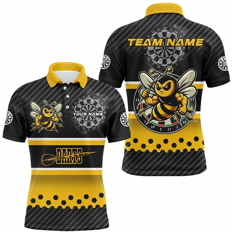 

Funny Animal Dart 3D Print Men's Polo Shirt Fashion Personalization Name Short Sleeve Tops Casual Loose T-Shirt Summer Golf Wear