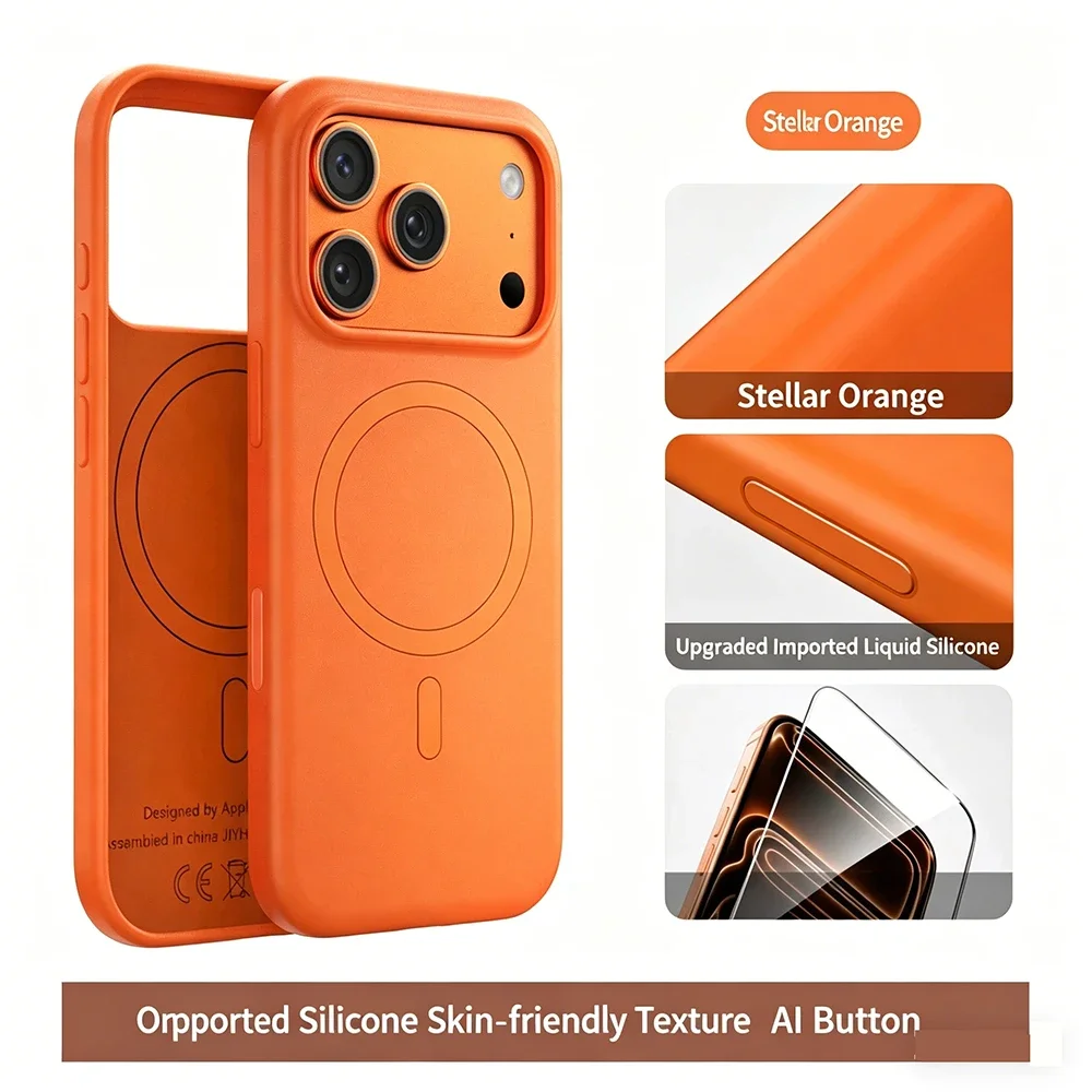 ASUS Magnetic Liquid Silicone Shockproof Case For iPhone 17 Pro Max For Magsafe Wireless Charge Cover Luxury Protector Cases