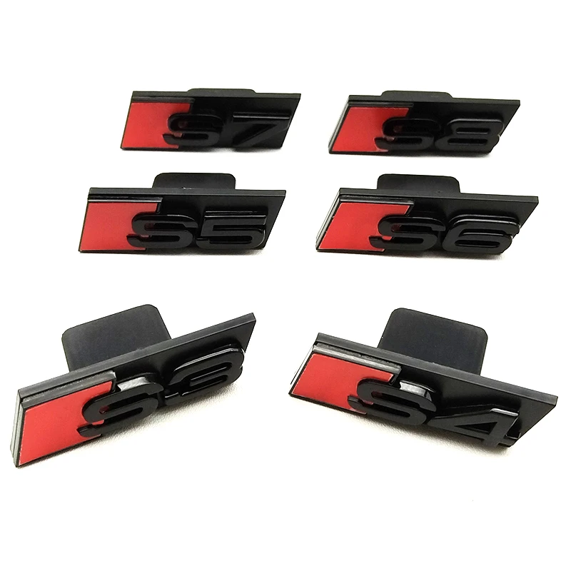 3D ABS Glossy Black Car Grill Logo S3 S4 S5 S6 S7 S8 Front Grille Emblem Badge For Audi S3 S4 S5 S6 S7 S8 Accessories