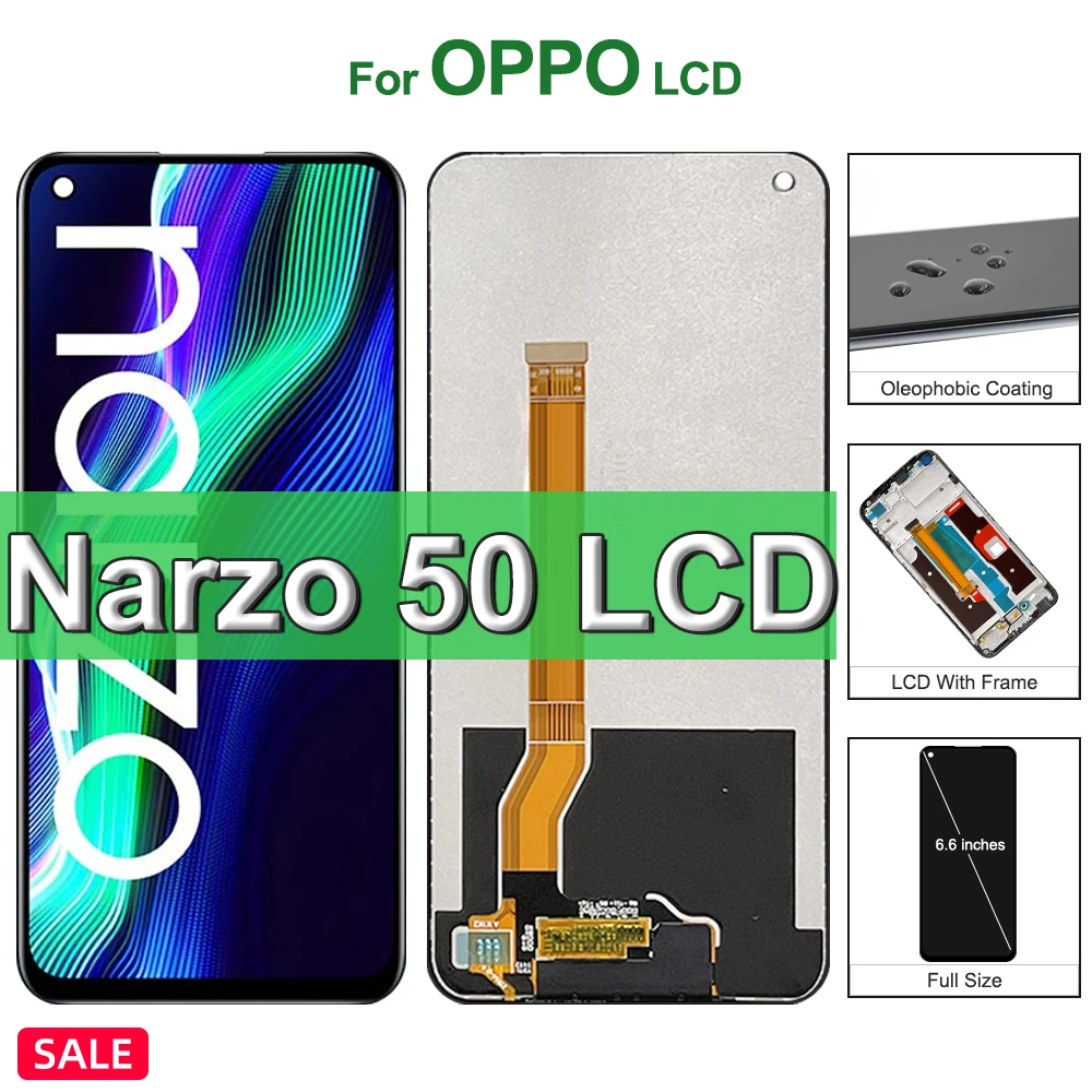 

6.6" For Realme Narzo 50 4G LCD Display RMX3286 Screen Touch Panel with frame Digitizer Assembly For OPPO Narzo50 LCD