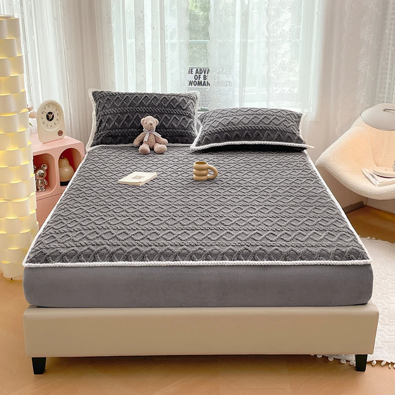 

Soft Bedsheet Flannel Bed Cover Skin-friendly Fitted Sheet Warm Bed Linen Mattress Protector sabanas (Pillowcase Need Order)