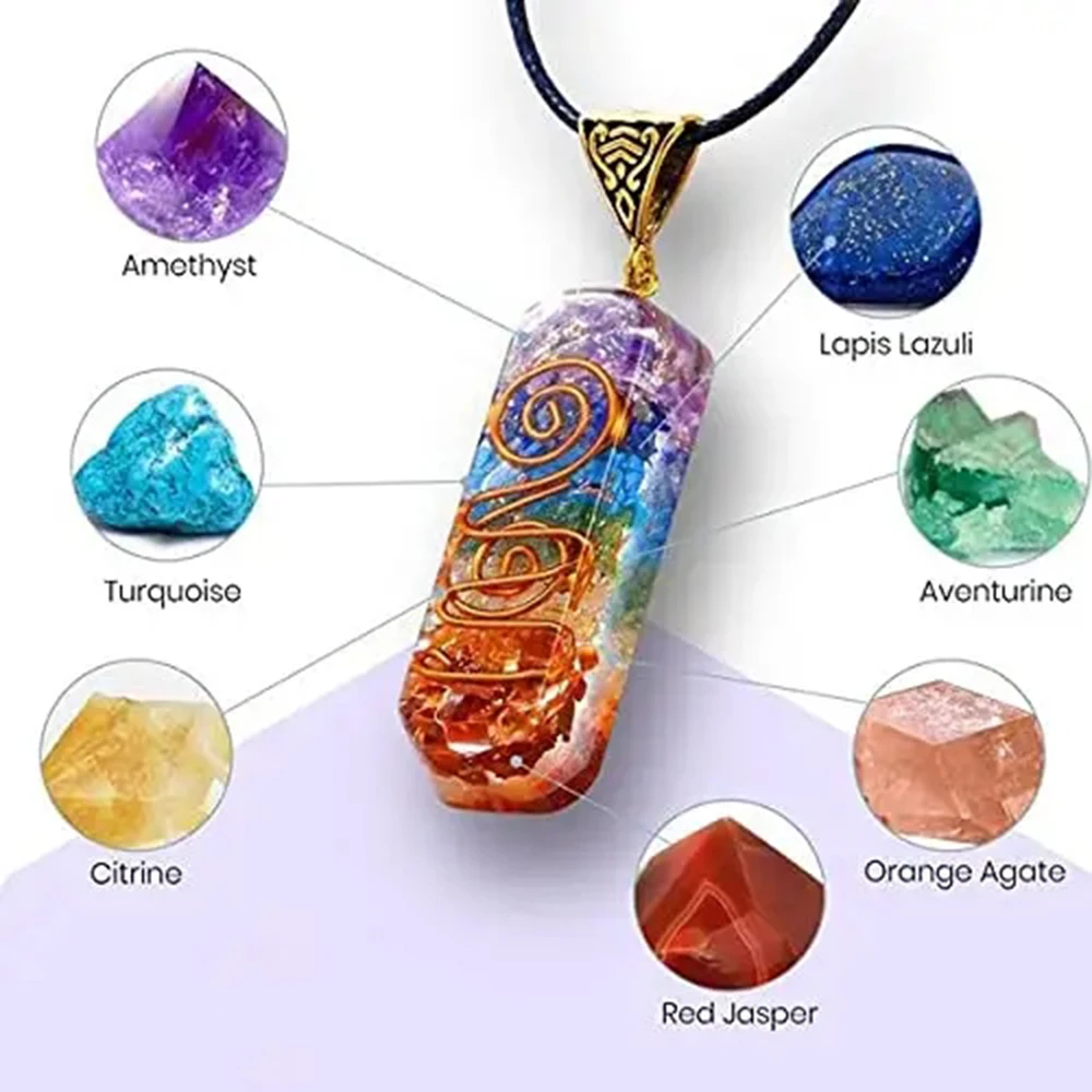 Charms Orgonite Amulet Crystal Pendants Natural Gemstone 7 Chakra Stone Energy Generator Resin Yoga Meditation Spiritual Jewelry