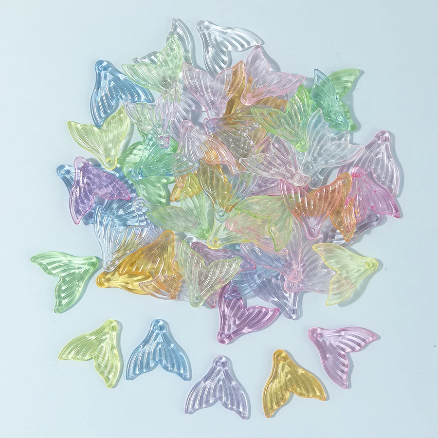 20pcs/pack Colorful Fish Tail Acrylic Charms Pendant For DIY Earrings Keychain Jewelry Accessories 20mm ﻿