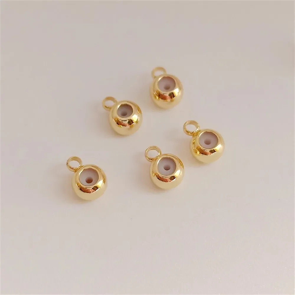

14K Gold-plated Silicone Rubber with Rings Beads Chain Adjustment Beads Horizontal Hole Closed Loop DIY Jewelry Accessories