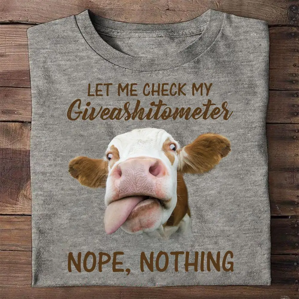 Funny Cow Shirt - Let Me Check My Giveashitmeter T-shirt S-5XL