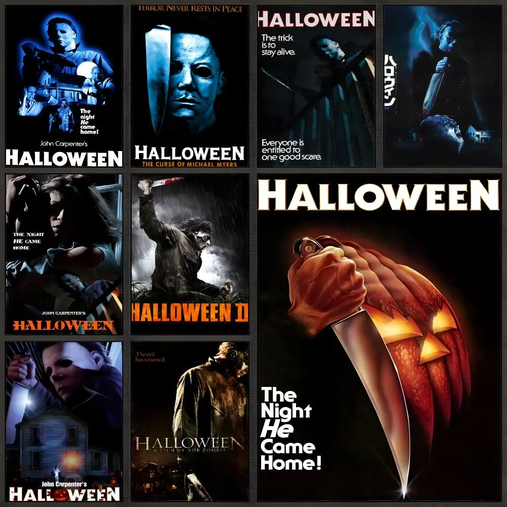 Movie Halloween Michael Myers Horror Poster Peel And Stick Wall Art PP Waterproof HD Bedroom Living Room Home Decor Gift