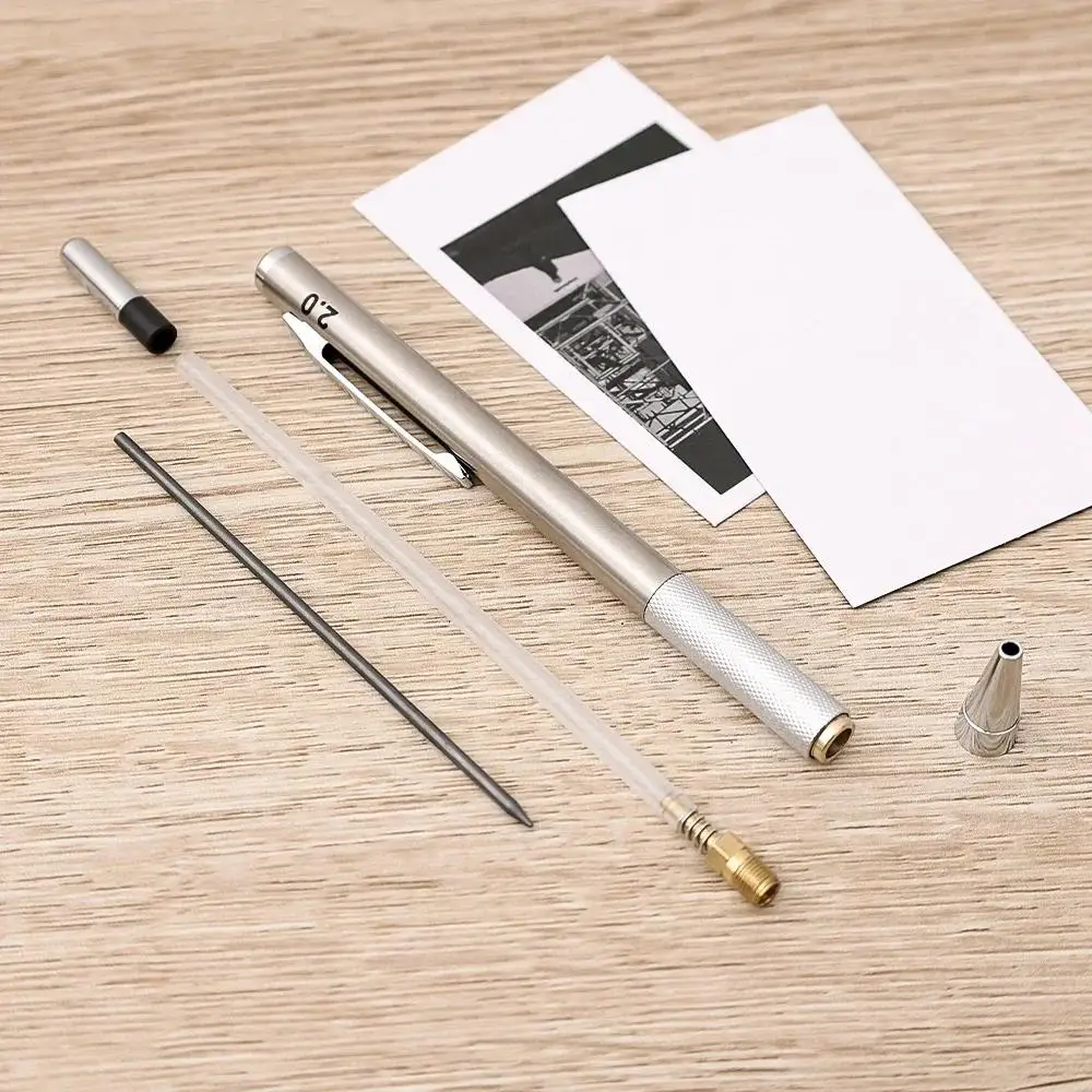 0.3 0.5 0.7 0.9 1.3 2.0mm Metal Mechanical Pencil Set School Art Sketch Writing Stainless Steel Automatic Pencils Art Supplies