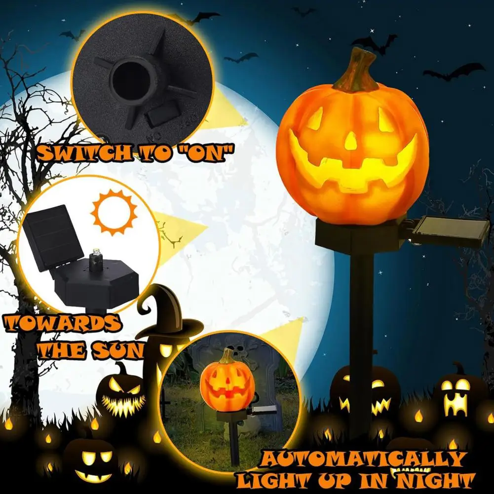 

Outdoor Solar Ghost Light Halloween Solar Pathway Lights Pumpkin Ghost Garden Stake Decorations for Outdoor Yard for Patio