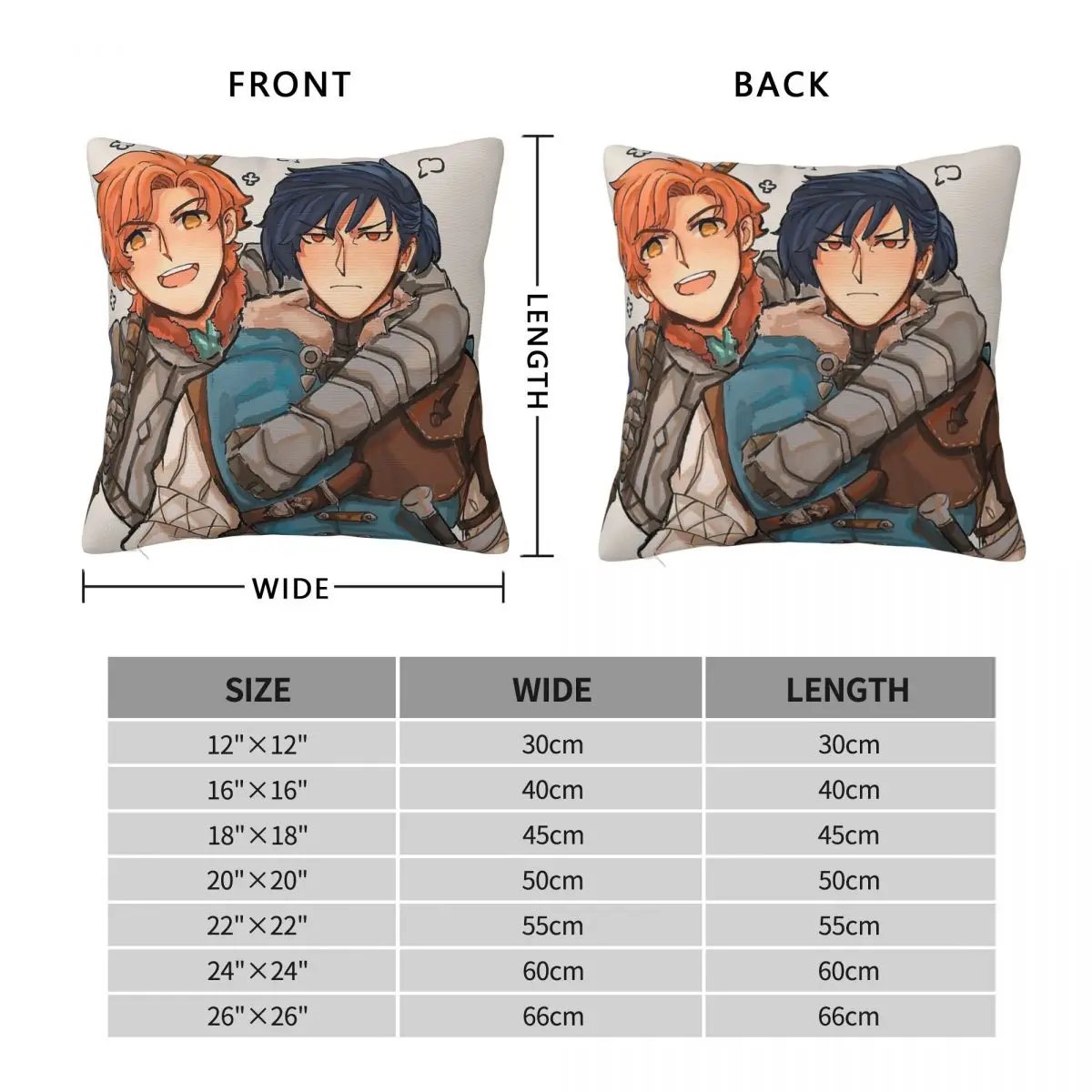 Fire Emblem Sylvain & Felix Square Pillowcase Polyester Linen Velvet Creative Zip Decor Throw Pillow Case Room Cushion Wholesale