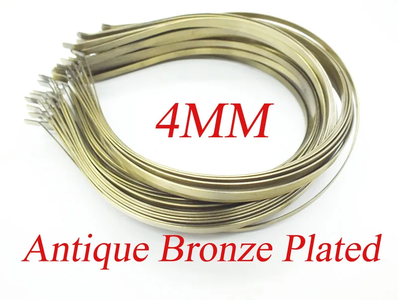 12PCS  4mm Width Head Bands Hair Jewelry Antique Bronze Stainless Steel Hair Bands Hairwear Base Setting Jewelry