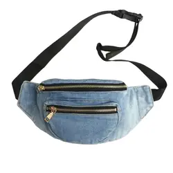 2023 Women's Vintage Waist Bag Shoulder Bag Casual Solid Crossbody Bag Female Washed Denim Chest Bag Waist Pack