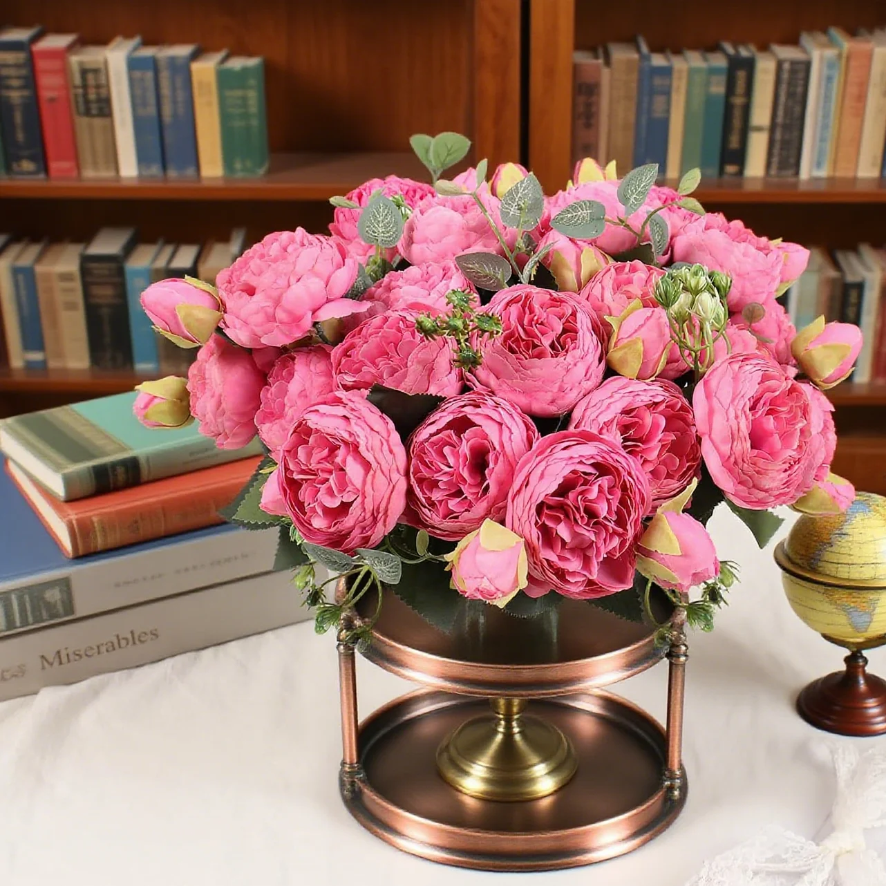 10 Stück Künstliche Rosenblumen Seiden-Pfingstrosenstrauß Heimdekoration Zubehör Hochzeit Party Scrapbook Künstliche Pflanze DIY Geschenk Pompon – Detail 2