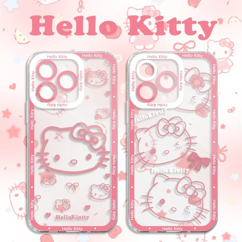 حافظة هالو كيتي الوردية الجميلة لهاتف آيفون 17 Air 16 15 14 13 12 11 Pro Max Plus XR 8 7 SE 2020 غطاء سيليكون ناعم مقاوم للصدمات #3