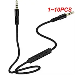 1~10PCS 1.2m Audio Cable 3.5mm to Jack 3.5mm Speaker Line Aux Cable Male to Male with Mic to Volume Control for Headphone Car