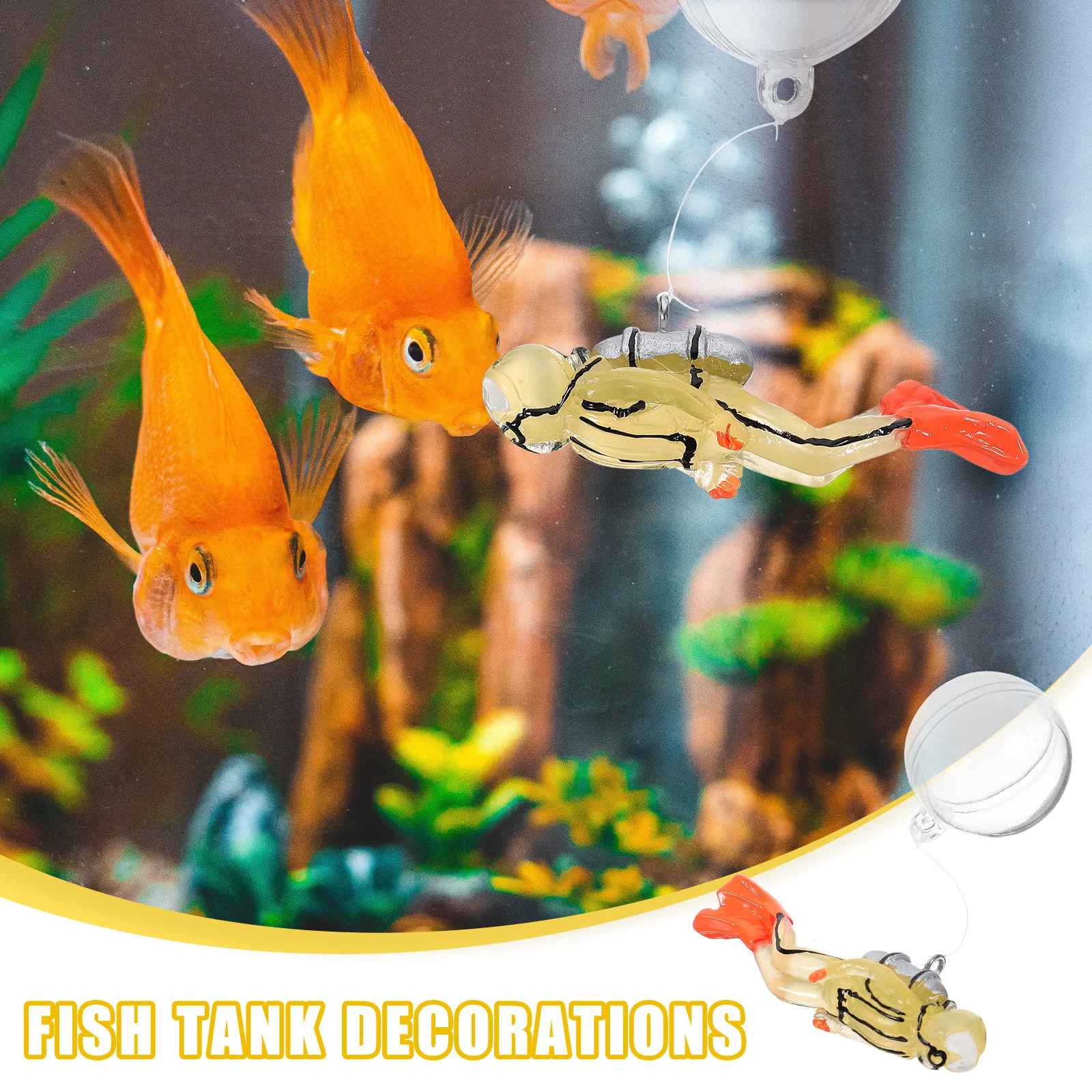 

Resin Floating Diver Ornament Glow in Dark Fish Tank Decoration Small Aquarium Accessories Decorative Diver Decor for Fish Tank