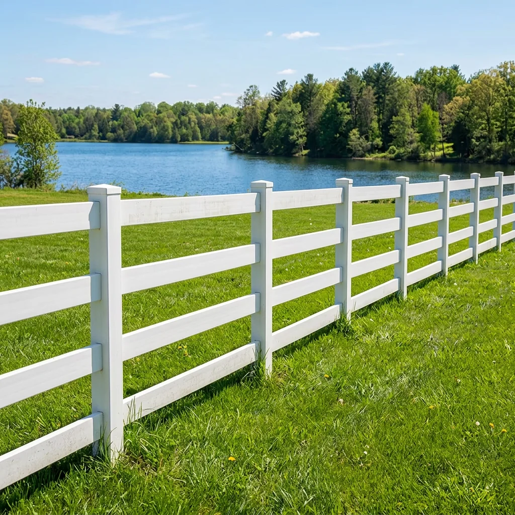 Outdoor 4 Rails PVC Horse Fencing Flexible Vinyl Ranch Rail Fence For Equestrian Farm Boundaryglobally accessible