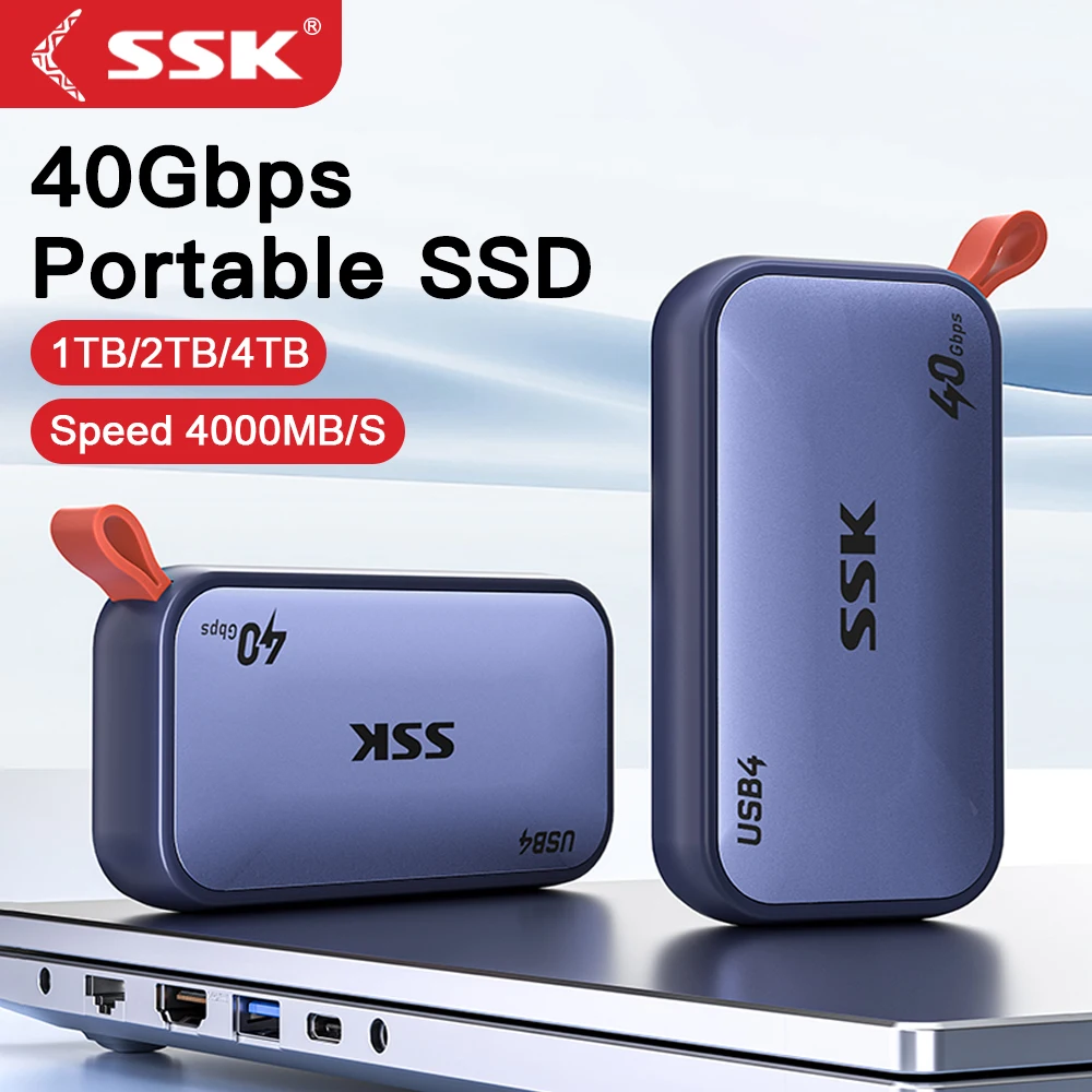 SSK USB4 SSD External Hard Drive 40Gbps External SSD Thunderbolt 4 up to 4000MB/s Portable Solid State Drives for iPhone Laptop
