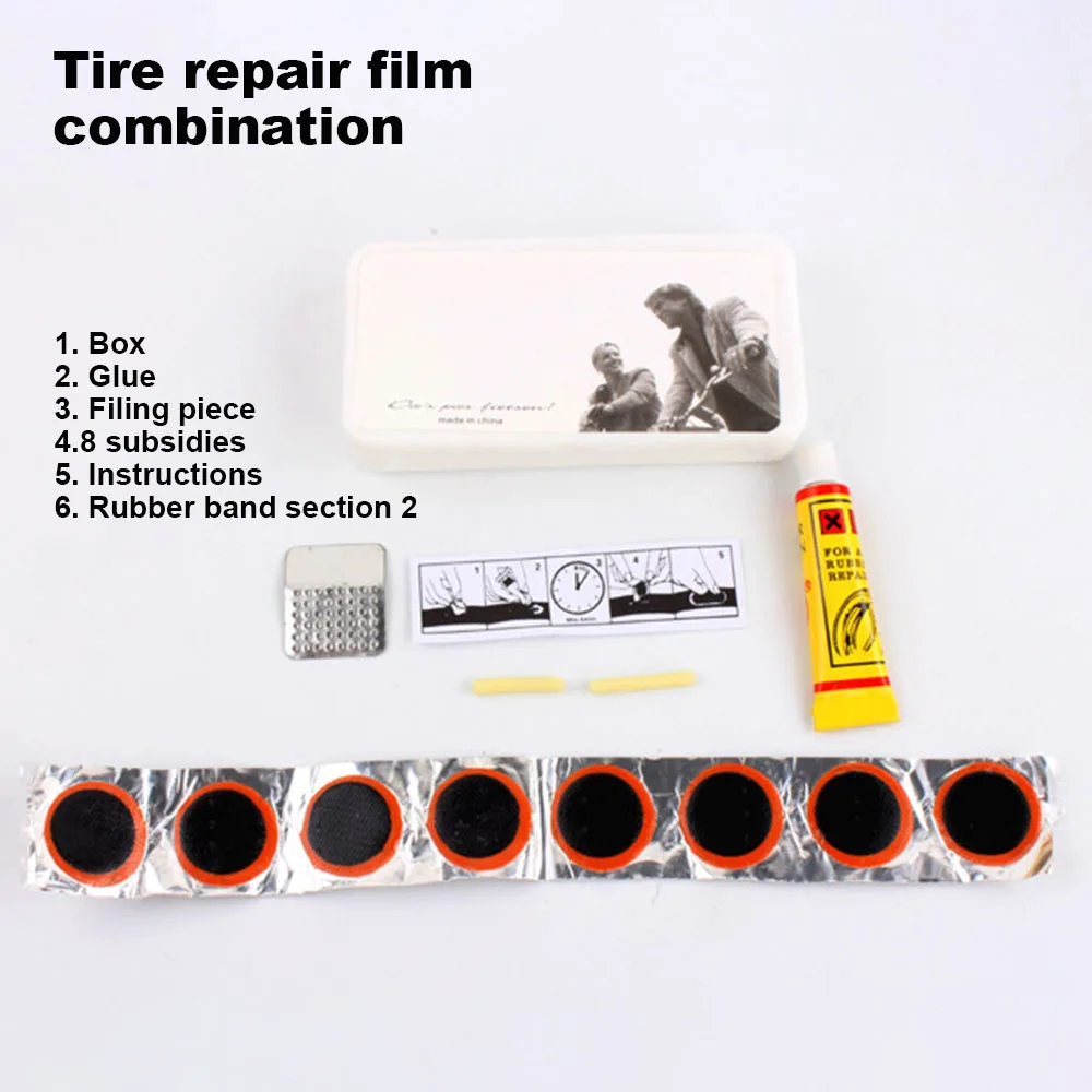 Bike Bicycle Cycling Tire Repair Kit Tool Set Inner Tube Patching Tyre Filler Glue Free Cold Patch Sealant Fix Portable Tirefit