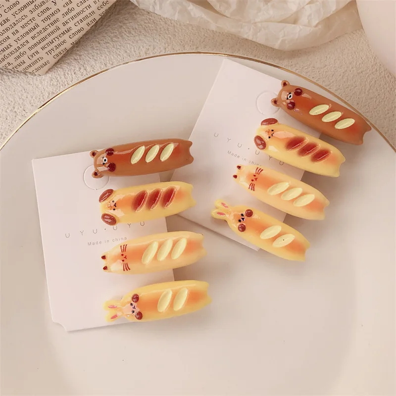 Simulated Food Cartoon Baguette Hairpin Hair Ornament Girl's Heart Duck Beak Clip Broken Hairpin Student Bangs Side Clip