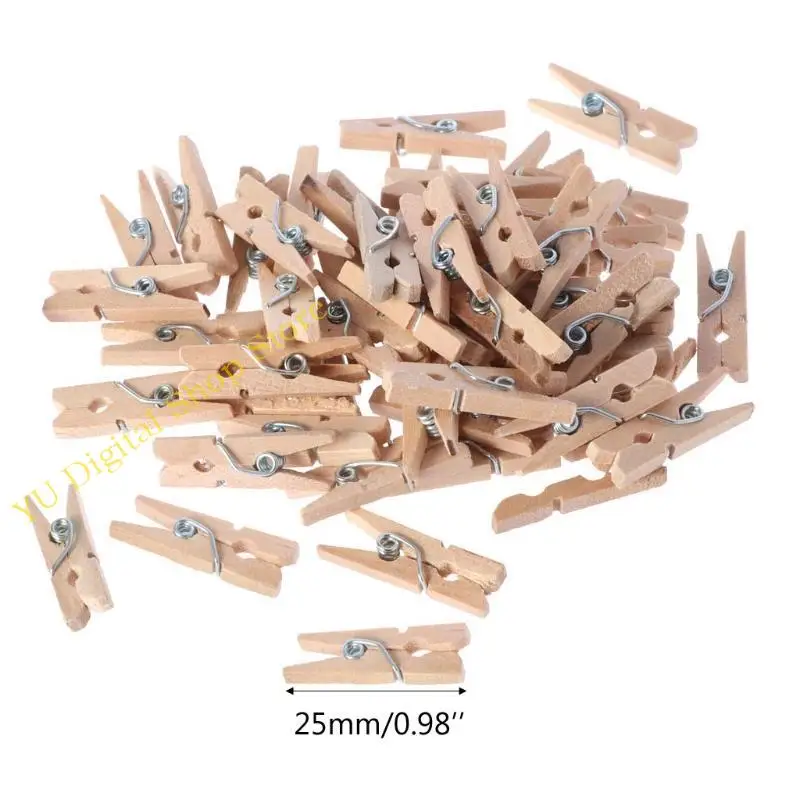 96ba 50pcs/مجموعة مصغرة DIY ملابس خشبية ورق الأوتاد الأوتاد بطاقات Clockespin Craft Clips